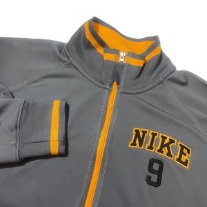 Nike Large Gray Yellow Jacket‎ Full Zip Pockets 100% Polyester